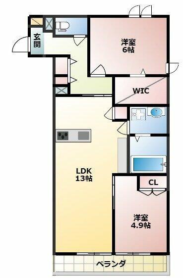 クラウンノーブル(2LDK/3階)の間取り写真