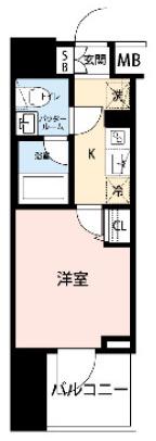 クレイシア川口(1K/4階)の間取り写真