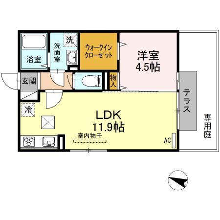 アヴァンサール 優(1LDK/1階)の間取り写真