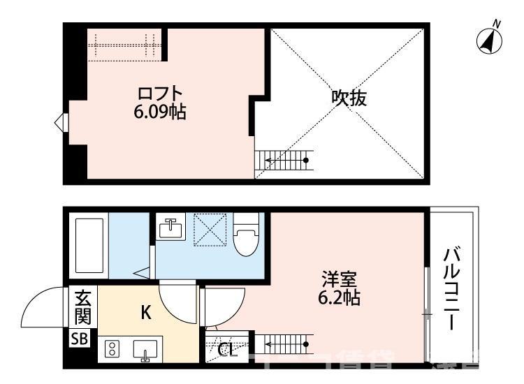 MSレジデンス竹ノ塚(1K/2階)の間取り写真