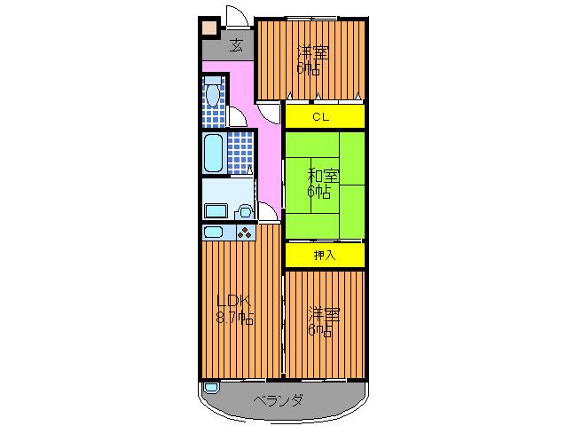 BEVEREY COURT(3LDK/3階)の間取り写真