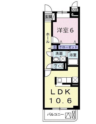 カーサレイメイA棟(1LDK/3階)の間取り写真
