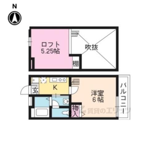 ロフティ智恵光院南(1K/2階)の間取り写真