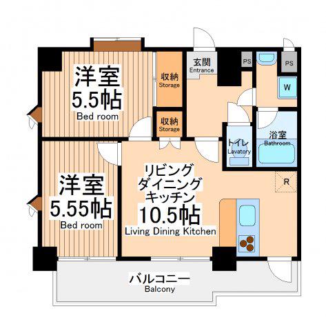 オークウッドⅡ(2LDK/3階)の間取り写真