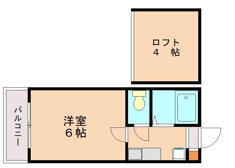 ピュア唐原弐番館(1K/2階)の間取り写真
