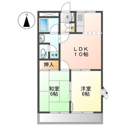 レジデンス町中(2LDK/2階)の間取り写真