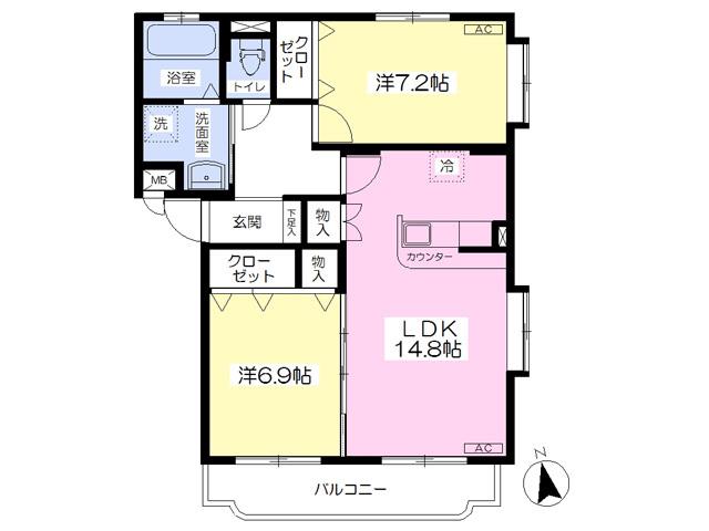 EXCEL COURT(2LDK/3階)の間取り写真