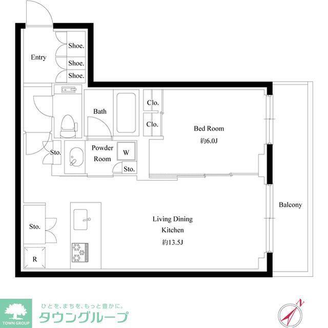 ルネサンス松濤プレミアムコート(1LDK/2階)の間取り写真