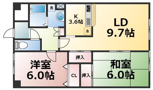 サンシャインブレセットハウス(2LDK/6階)の間取り写真