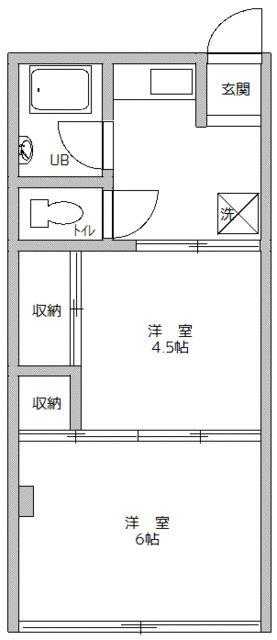 ホワイトコート(2K/1階)の間取り写真
