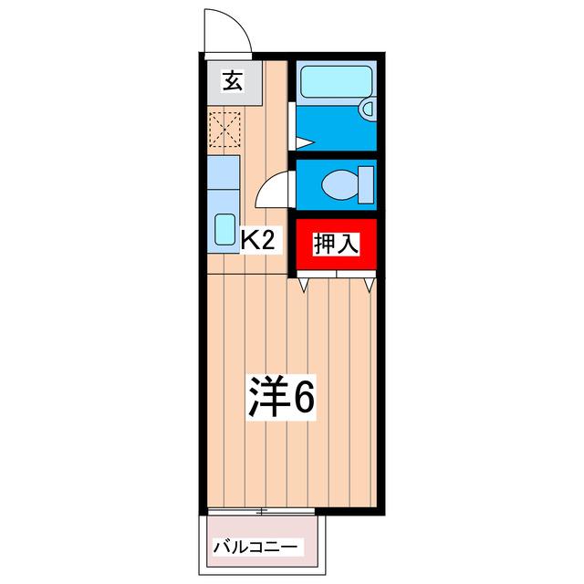 ペガサスハイツ(1K/2階)の間取り写真
