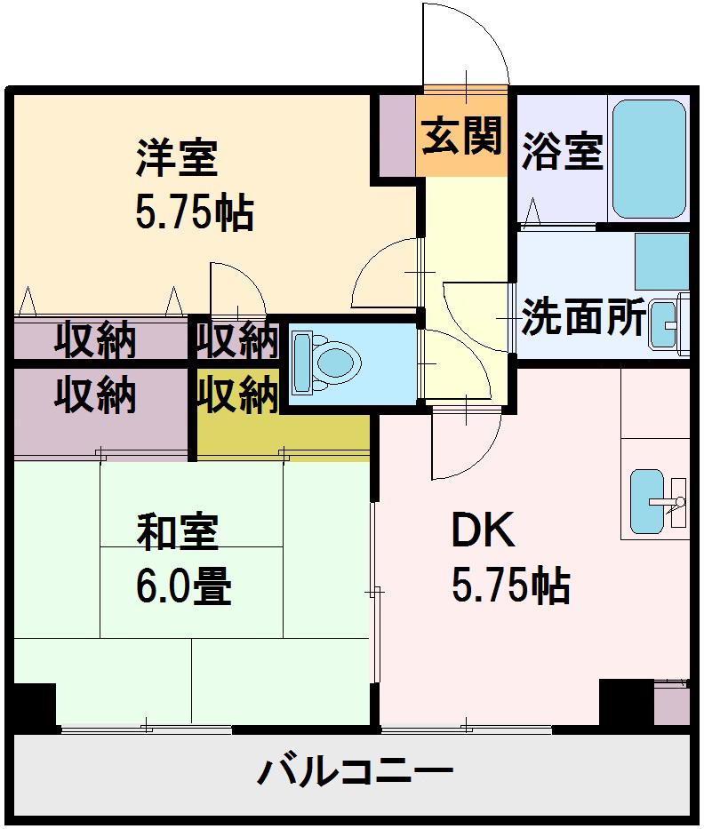 アルスールふじみ野(2DK/1階)の間取り写真