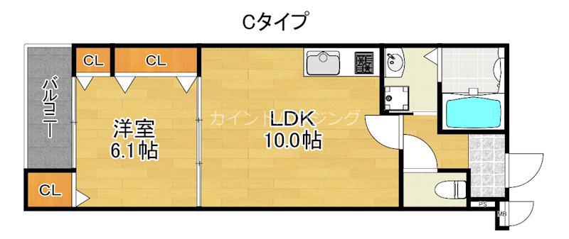 フジパレス エン III号館(1LDK/1階)の間取り写真