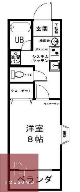 エルデン緑地(1K/3階)の間取り写真