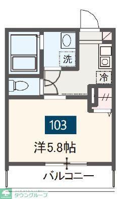 MELDIA稲城(1K/2階)の間取り写真