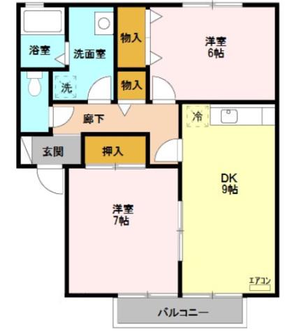 ロイヤルガーデンM・B棟(2DK/2階)の間取り写真