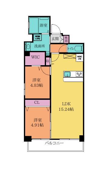 ERUZAGLANZ黄金(2LDK/10階)の間取り写真