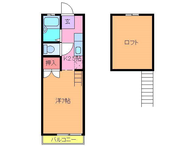 キャリーハイツI(1K/2階)の間取り写真