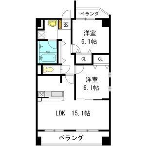 エスペランサ四軒家(2LDK/2階)の間取り写真