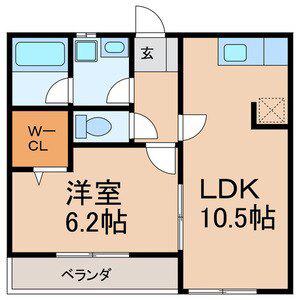 ミオ・カーサ(1LDK/2階)の間取り写真