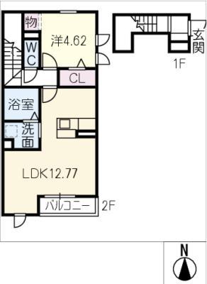 TORISIA岐南(1LDK/2階)の間取り写真