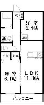 プランドール(2LDK/2階)の間取り写真