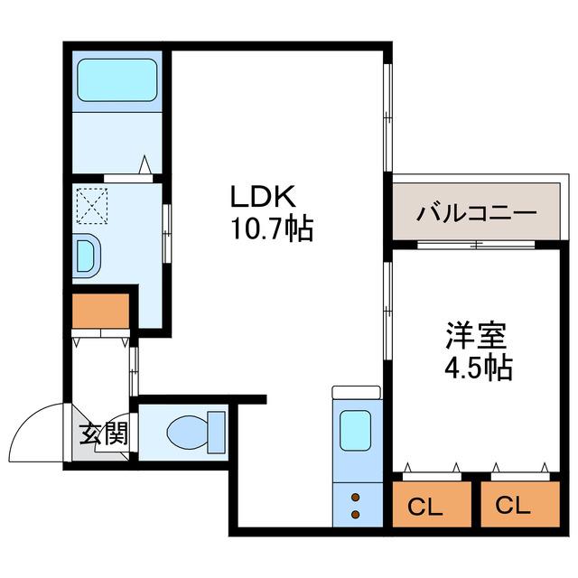 GRACIAS N14 グラシアスN14(1LDK/2階)の間取り写真
