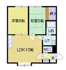 原田ハイツⅡ(2LDK/2階)の間取り写真
