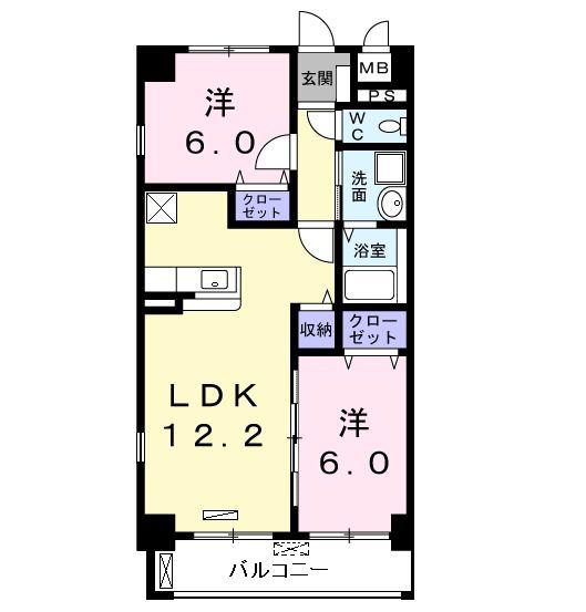 フルール(2LDK/3階)の間取り写真