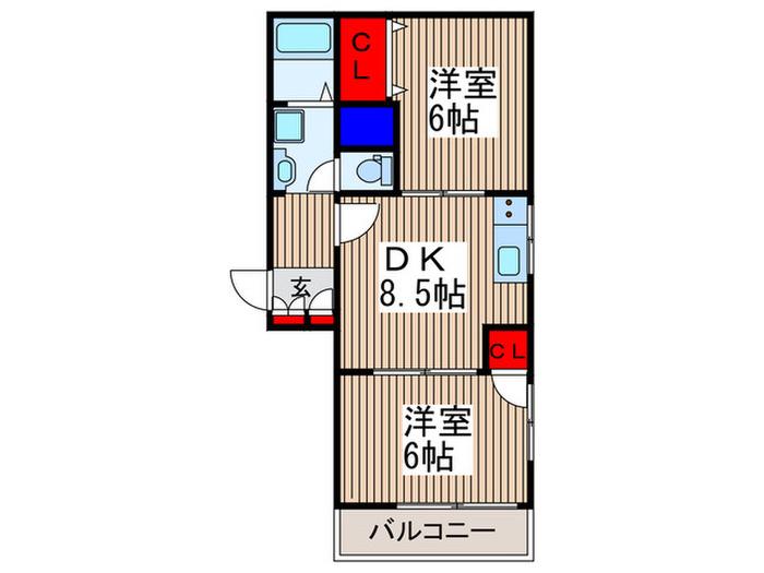 ガーデンハウス所沢(2DK/2階)の間取り写真