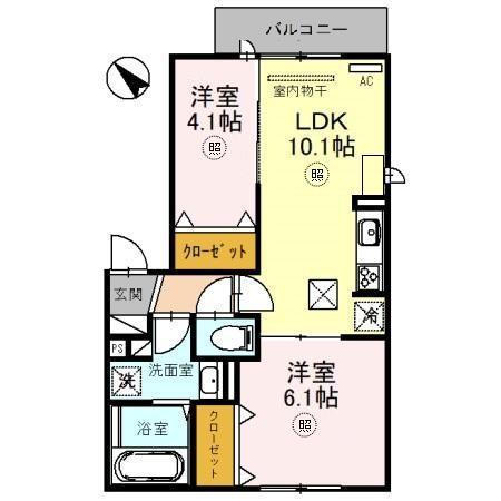 リュヌ・ブランシュ(2LDK/2階)の間取り写真