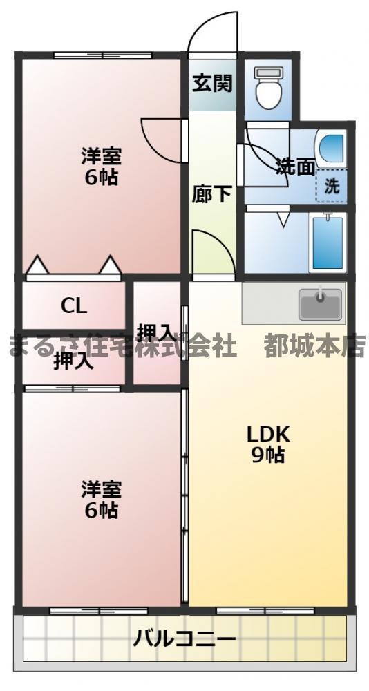 ピアコート旭(2LDK/3階)の間取り写真