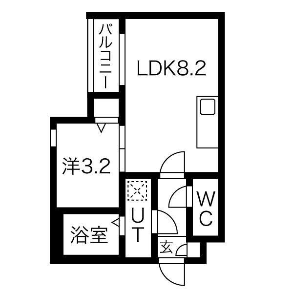 メイクスR元柴田公園(1LDK/3階)の間取り写真