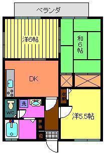 ビューティーライフ由宇崎(3DK/2階)の間取り写真
