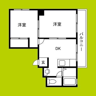 長吉ハイツ(2DK/3階)の間取り写真