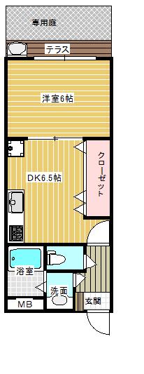 ペッテイ北島(1DK/1階)の間取り写真