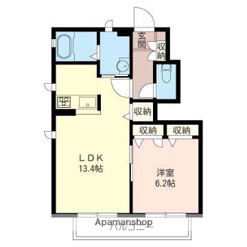 グラシューI(1LDK/1階)の間取り写真