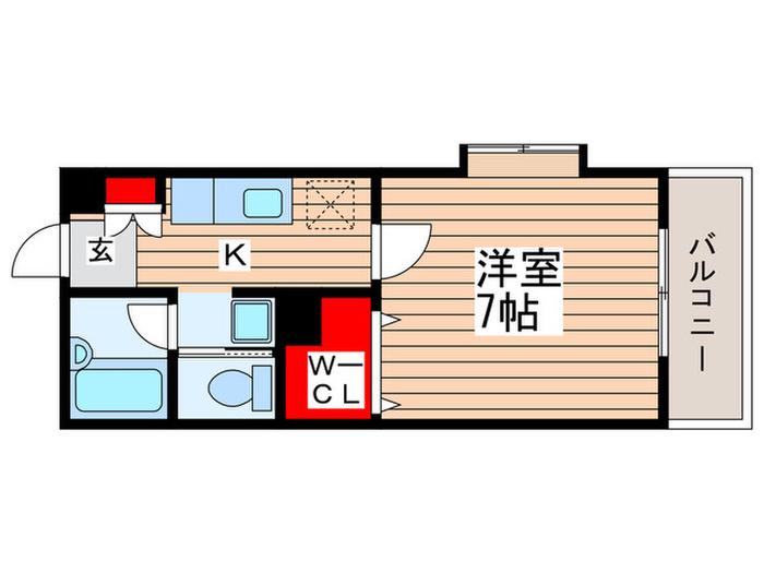 フォルトーナII(1K/2階)の間取り写真
