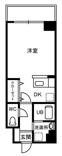 ベルディール(1K/7階)の間取り写真