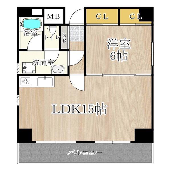 ADW RESIDENCE 谷町四丁目(1LDK/6階)の間取り写真