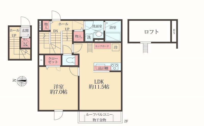 BELLE LEAD ROYALE(1LDK/2階)の間取り写真