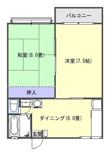 パインガーデン(2DK/2階)の間取り写真