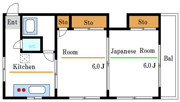 東亜マンション(2K/3階)の間取り写真
