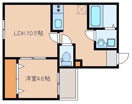 ハピネスベリー吉塚(1LDK/2階)の間取り写真