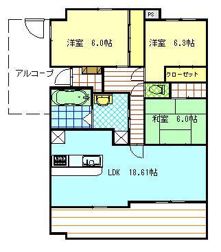 サンアヴェニュー帯山(3LDK/4階)の間取り写真