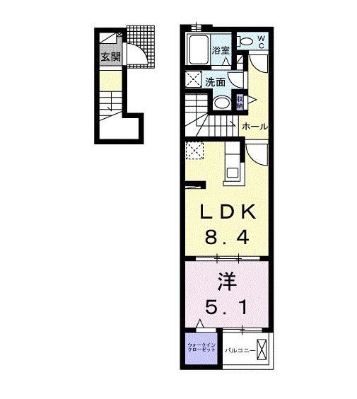 アパイサント(1LDK/2階)の間取り写真