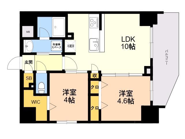 S-RESIDENCE薬院AUREATE(2LDK/7階)の間取り写真