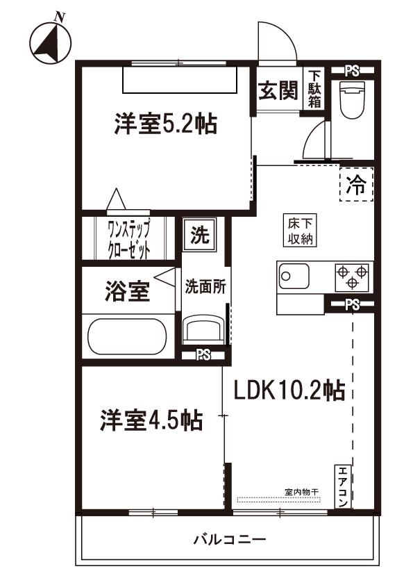 ラ・アンジュ(2LDK/1階)の間取り写真