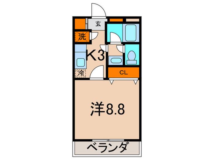 レグルス久地(1K/4階)の間取り写真