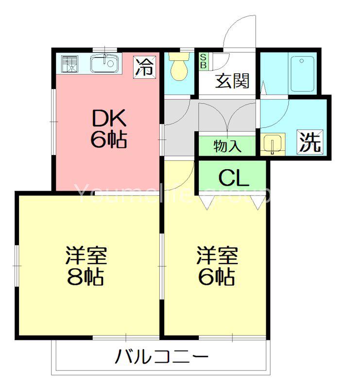 メゾン栄(2DK/2階)の間取り写真